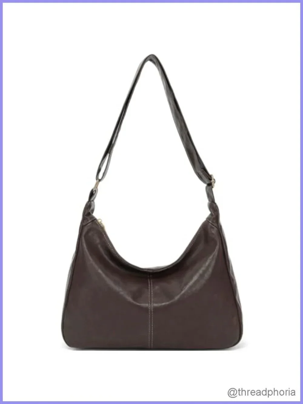 Vegan Leather Hobo Bag - Slouchy Shoulder Tote, Foldable, Adjustable Strap